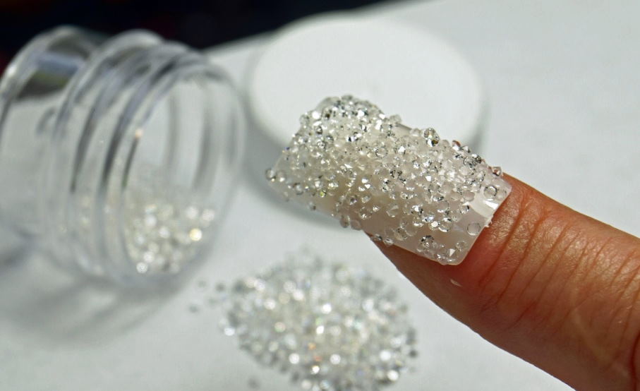 Bridal Nail Art With Rhinestones